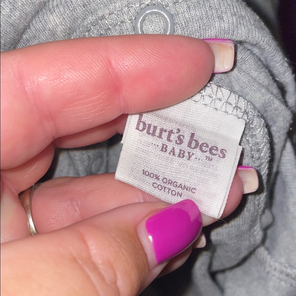 Burt's Bees Organic Cotton Baby Footie Sleeper - Gray 6-9M - Picture 8 of 8